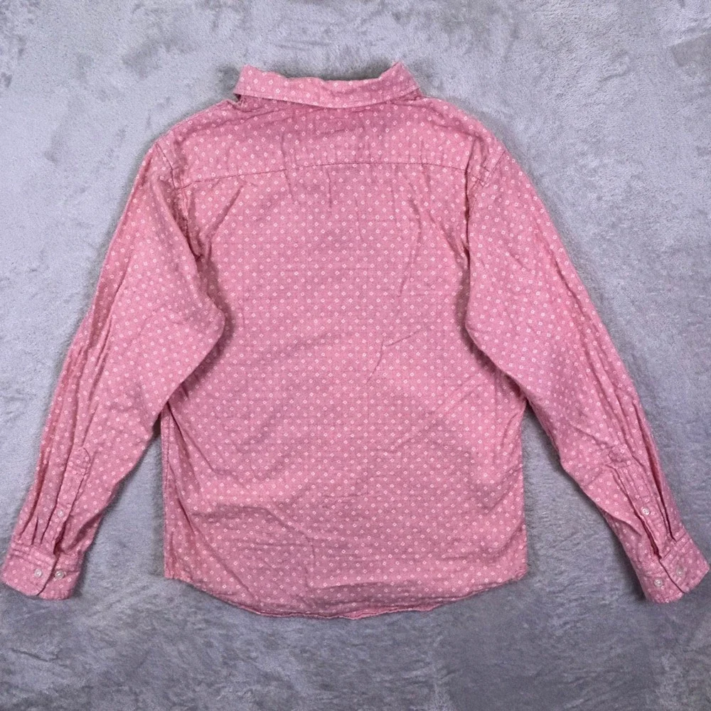 Banana Republic Mens Shirt Sz M Pink Geometric‎ Untucked Fit Cotton Button Down